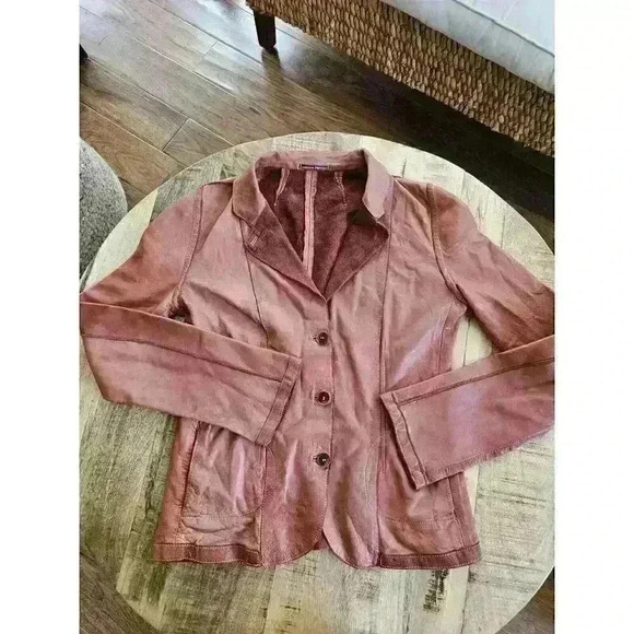 Collection Privee? Brown Leather Jacket Womens Size 42/6 Made In Italy Designer - Picture 1 of 16